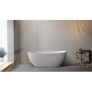 Layla Super Slim Edge Oval Shape Matt White Freestanding Bathtub 1700